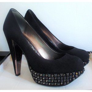 SAM EDELMAN YORK BLACK SUEDE STUDDED PUMP 7.5